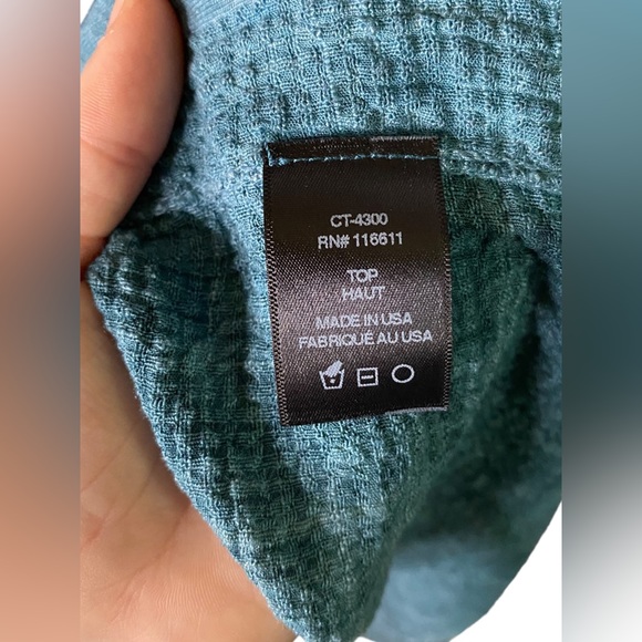 Amadi | XS/S Teal Dolman Short Sleeve Linen Blend Top - Picture 5 of 6